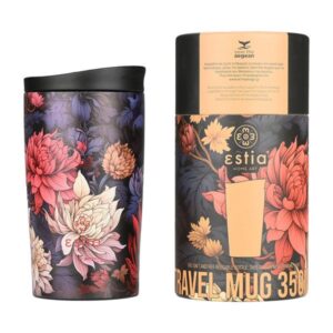 Estia Θερμός - Ποτήρι Για Καφέ Travel Mug Save The Aegean 350ml Midnight Blossom 01-25595