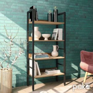 Pakoworld Βιβλιοθήκη Ramon 60x28x125.5cm Φυσικό-Μαύρο 085-000002 - Image 5