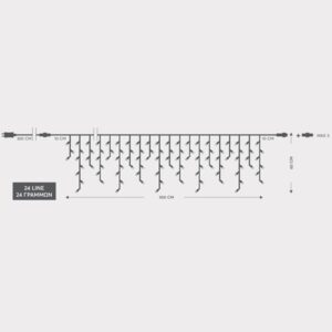Eurolamp Βροχή 144 LED 3mm Θερμό Λευκό 300x60cm Επεκτεινόμενο ΙΡ44 Διαφανές Καλώδιο 600-06591 - Image 2
