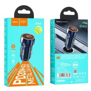 Hoco Φορτιστής Αυτοκινήτου Dual Z46A Blue Whale USB-Α 18W QC3.0 Και USB-C PD 20W Μπλε 770349 - Image 4
