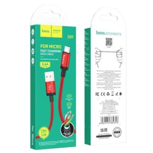 Hoco Καλώδιο Σύνδεσης X89 Wind 1m USB Σε Micro USB 2.4A Braided Κόκκινο 784353 - Image 4