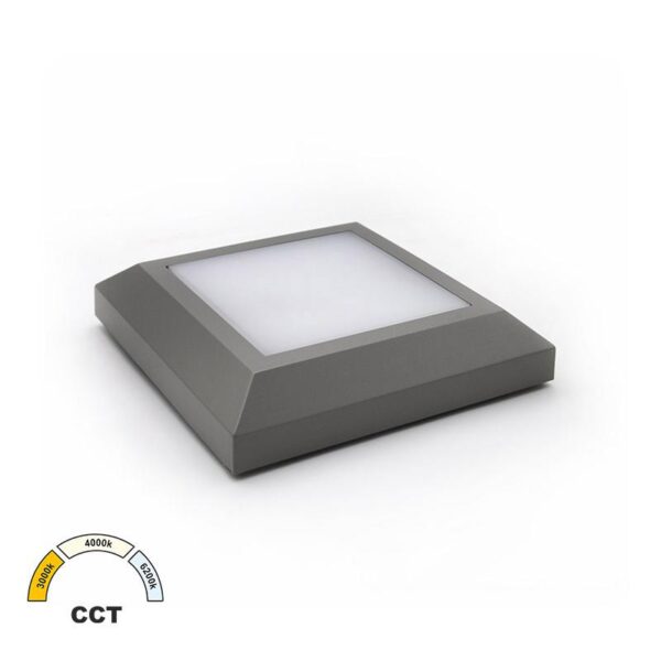 Adeleq Φωτιστικό LED PC Επίτοιχο Τετράγωνο D125mm 4W CCT IP65 Γκρι 3-97068 - Image 2