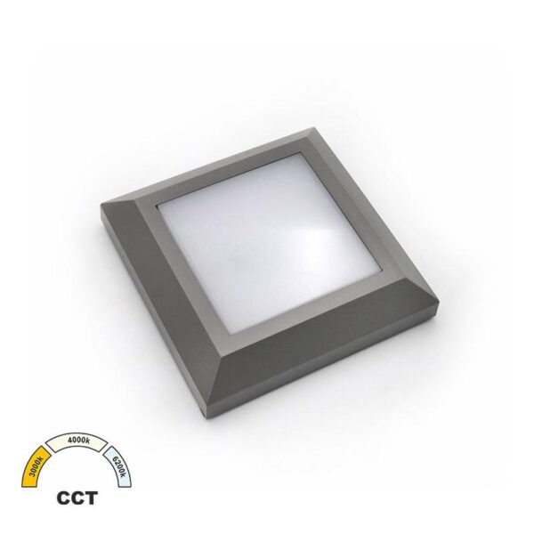 Adeleq LED ΦΩΤΙΣΤΙΚΟ PC ΕΠΙΤΟIXO ΤΕΤΡΑΓΩΝ0 D125mm 4W CCT IP65 ΓΚΡΙ 3-97068
