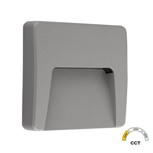 Adeleq LED ΦΩΤΙΣ.PC ΕΠΙΤΟΙΧΟ ΕΜΜΕΣOY ΤΕΤΡΑΓΩΝΟ 3W CCT IP65 ΓΚΡΙ 3-97368