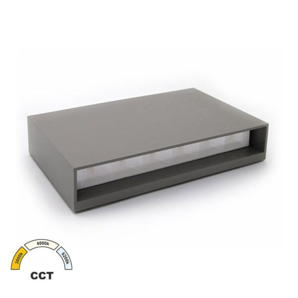 Adeleq LED ΦΩΤΙΣΤ.PC ΟΡΘΟΓΩΝΙΟ ΔΙΠΛΗ ΚΑΤΕΥΘ.12W CCT IP65 ΓΚΡΙ 9-91268