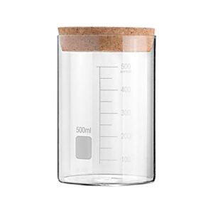 Estia Δοχείο Αποθήκευσης Γυάλινο 500ml Φ10xY15cm Με Ένδειξη Δοσομέτρησης Και Καπάκι Φελλού Διαφανές 01-25076