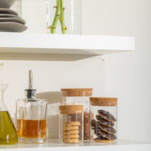 Estia Δοχείο Αποθήκευσης Γυάλινο 500ml Φ10xY15cm Με Ένδειξη Δοσομέτρησης Και Καπάκι Φελλού Διαφανές 01-25076 - Image 4