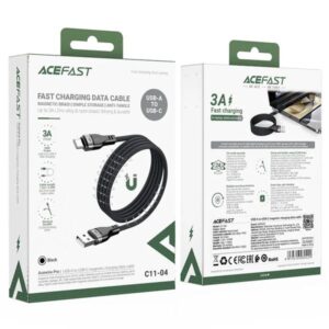 Acefast Καλώδιο Σύνδεσης USB-A Σε USB-C 3A Με Μαγνητική Πλέξη Μαύρο 1.2m C11-04 - Image 3