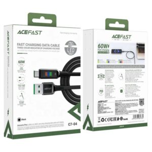 Acefast Καλώδιο Σύνδεσης 1.2m USB-A Σε USB-C 60W 20V/3A Με Ένδειξη Τάσης Μαύρο C7-04 - Image 3