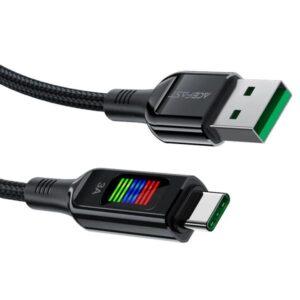 Acefast Καλώδιο Σύνδεσης 1.2m USB-A Σε USB-C 60W 20V/3A Με Ένδειξη Τάσης Μαύρο C7-04 - Image 2
