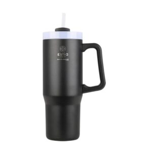 Estia Θερμός Ποτήρι Straw Tumbler XL 900ml Save The Aegean Midnight Black 01-28664