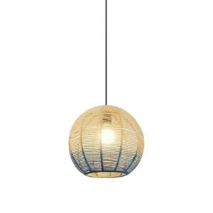 Eurolamp Φωτιστικό Κρεμαστό 1xΕ27 Φ50cm Rattan Arte Illumina Φυσικό Μπεζ-Γαλάζιο 144-33031