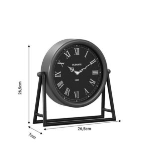 Pakoworld Επιτραπέζιο Ρολόι Clocky Μέταλλο-Mdf 26.5x7x26.5εκ Μαύρο-Χρυσαφί 199-000555 - Image 3