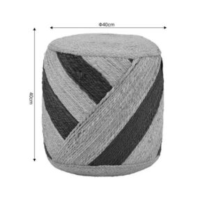 Inart Σκαμπώ Relous 100% Γιούτα 40x40x40εκ Φυσικό-Μαύρο 302-000026 - Image 5