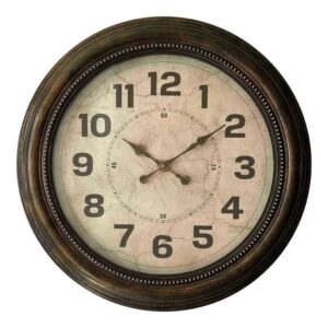 Inart Ρολόι Τοίχου Napol Πλαστικό Φ55.9x5.8εκ Αντικέ Μαύρο Με Χρυσή Πατίνα 349-000015