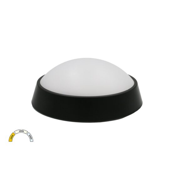 Adeleq LED ΠΛΑΦΟΝΙΕΡΑ PC ΣΤΡΟΓΓΥΛΗ Φ180mm 15W CCT IP65 ΜΑΥΡΗ 21-1801518