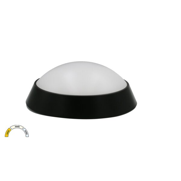 Adeleq LED ΠΛΑΦΟΝΙΕΡΑ PC ΣΤΡΟΓΓΥΛΗ Φ220mm 20W CCT IP65 ΜΑΥΡΗ 21-2001518