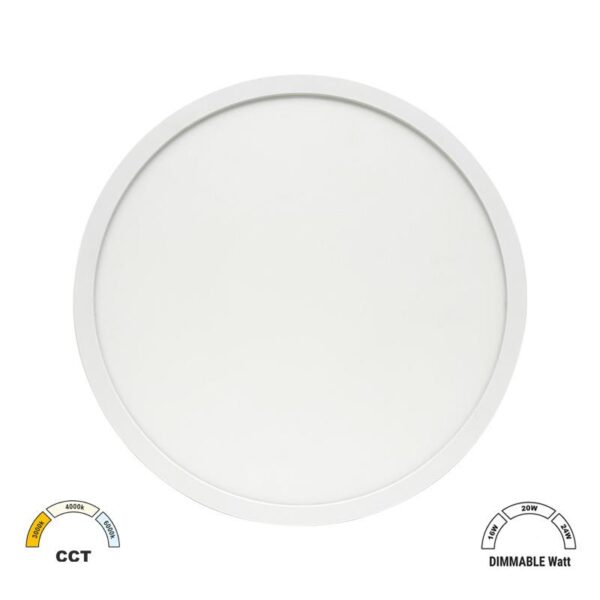 Adeleq LED ΠΛΑΦ. PC ΜΕ ΦΩΤ.BACKLIT Φ283mm CCT 16-20-24W IP40 ΛΕΥΚΗ 21-283240