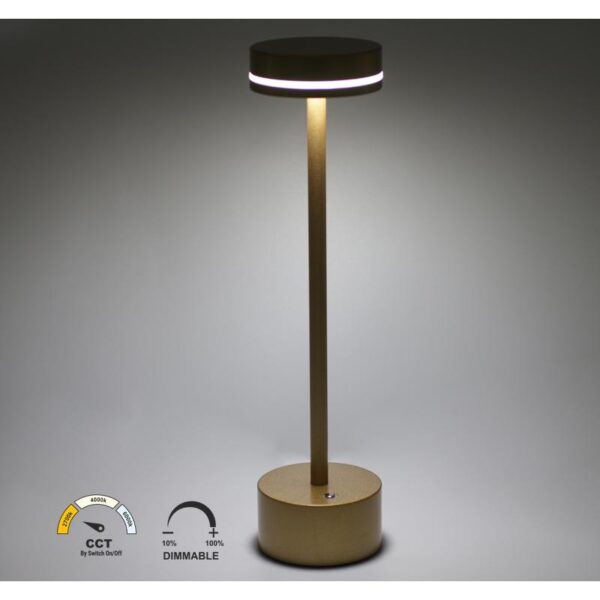Adeleq LED ΠΟΡΤΑΤΙΦ ΕΠΑΝΑΦΟΡΤΙΖΟΜΕΝΟ 2W CCT DIMMABLE ΧΡΥΣΟ 5-029