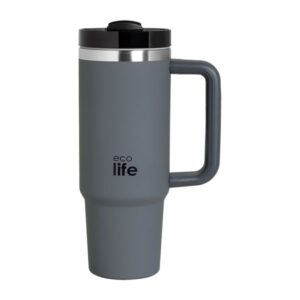 Ecolife Θερμός - Ποτήρι Ανοξείδωτο Με Καλαμάκι 900ml Junior Grey 33-BO-5011 - Image 2