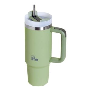 Ecolife Θερμός - Ποτήρι Ανοξείδωτο Με Καλαμάκι 900ml Bay Leaf 33-BO-5013