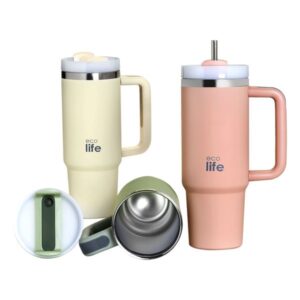 Ecolife Θερμός - Ποτήρι Ανοξείδωτο Με Καλαμάκι 900ml Bay Leaf 33-BO-5013 - Image 5