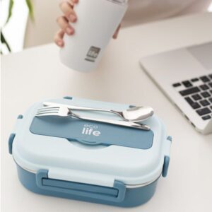 Ecolife Φαγητοδοχείο 1Lt Σετ Με Κουτάλι Και Πηρούνι 3 Θέσεων Γαλάζιο 33-FC-9092 - Image 4