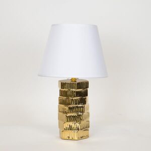 Estheti Επιτραπέζιο Φωτιστικό 25x25x40cm Λευκό-Χρυσαφί 757-10092