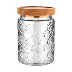 Estia Δοχείο Αποθήκευσης 700ml Φ10x14cm Γυάλινο Ανάγλυφο Allure Διαφανές 01-23607