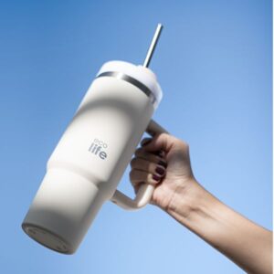 Ecolife Θερμός - Ποτήρι Ανοξείδωτο Με Καλαμάκι 900ml Cream 33-BO-5012 - Image 5