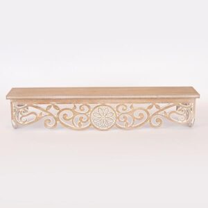 Estheti Ραφιέρα Ξύλινη 59.5x10x12cm Φυσικό-Λευκό 750-30015