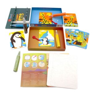 Sabbiarelli Μini Kit Με 6 Μαρκαδόρους Μαρμαρόσκονης Και 10 Κάρτες Για Ζωγραφική - Ζώα Του Κόσμου No1 SAB-100BK0601 - Image 3