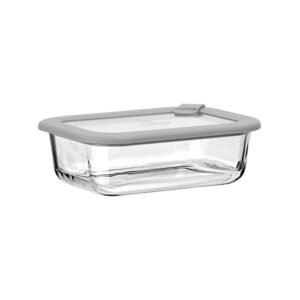 Estia Φαγητοδοχείο Από Βοριοπυριτικό Γυαλί ColorSeal 640ml 18.9x14.5x6.7cm Με Καπάκι Σιλικόνης Γκρι 01-26417