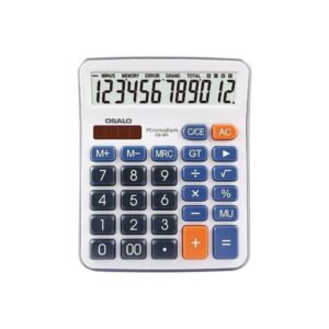 Osalo Αριθμομηχανή Dual Power 12 Ψηφίων OS-6M Λευκό-Γκρι 040010