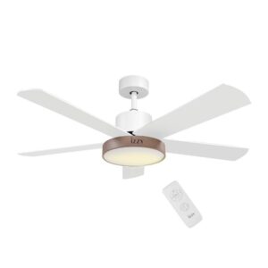 Izzy Ανεμιστήρας Οροφής Φ132cm DC65W Με LED Φως CCT IZ-9032 Λευκό-Όψη Ξύλου 224427
