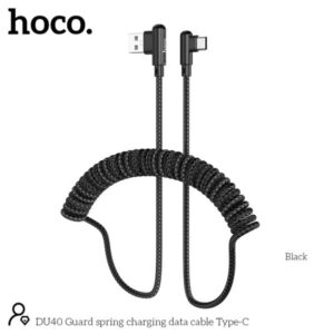Hoco Καλώδιο Σύνδεσης DU40 Guard 0.45-1m USB Σε USB-C 3A Spring Braided Μαύρο 613675 - Image 3