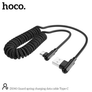 Hoco Καλώδιο Σύνδεσης DU40 Guard 0.45-1m USB Σε USB-C 3A Spring Braided Μαύρο 613675