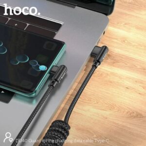 Hoco Καλώδιο Σύνδεσης DU40 Guard 0.45-1m USB Σε USB-C 3A Spring Braided Μαύρο 613675 | Homidoo.gr