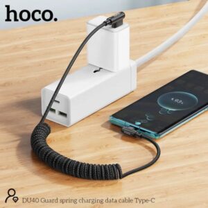 Hoco Καλώδιο Σύνδεσης DU40 Guard 0.45-1m USB Σε USB-C 3A Spring Braided Μαύρο 613675 - Image 2