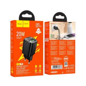 Hoco Φορτιστής Ταξιδίου Monsoon N52 Με 1xUSB-A QC3.0 20W Kαι USB-C PD20W Μαύρος 630368 - Image 5