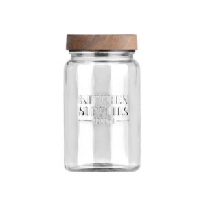Estia Δοχείο Αποθήκευσης Allure Γυάλινο 1000ml 10x10x18cm Με Ξύλινο Καπάκι 01-31497