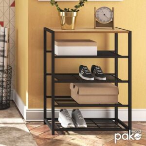 Pakoworld Παπουτσοθήκη Ramon 12 Ζευγών 63x30x83cm Φυσικό-Μαύρο 085-000011 - Image 2