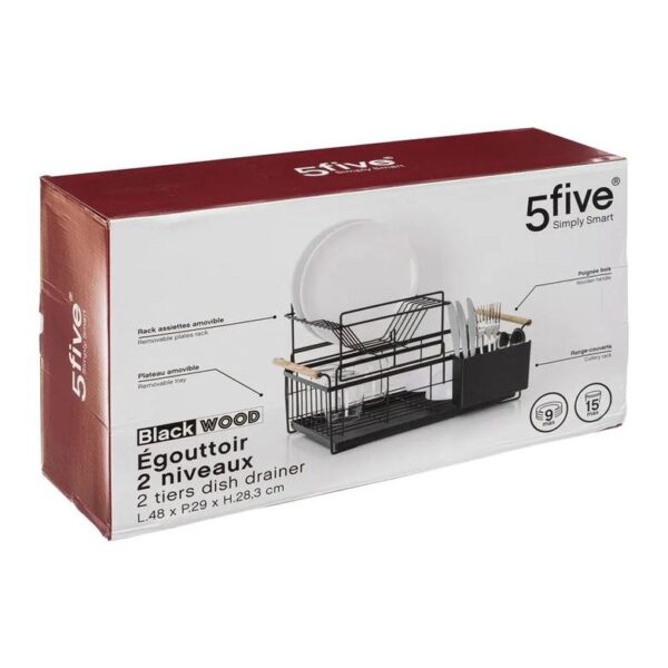 5Five Στραγγιστήρι - Πιατοθήκη 2 Επιπέδων 48x29x28.3cm Μαύρη 189784 - Image 8
