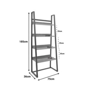 Pakoworld Βιβλιοθήκη Ryder 75x36x185cm Καρυδί-Μαύρο 197-000064 - Image 6