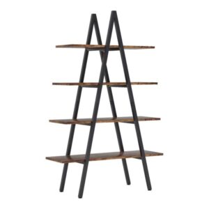 Pakoworld Βιβλιοθήκη Naroki 90x30x155cm Μαύρο-Καρυδί 197-000297