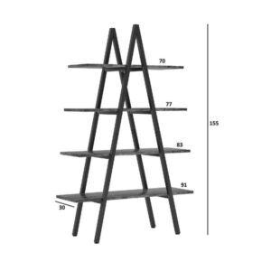 Pakoworld Βιβλιοθήκη Naroki 90x30x155cm Μαύρο-Καρυδί 197-000297 - Image 2