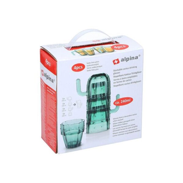 Alpina Γυάλινα Ποτήρια Σετ 4 Tεμαχίων 240ml Κάκτος Πράσινο 361000155 - Image 6