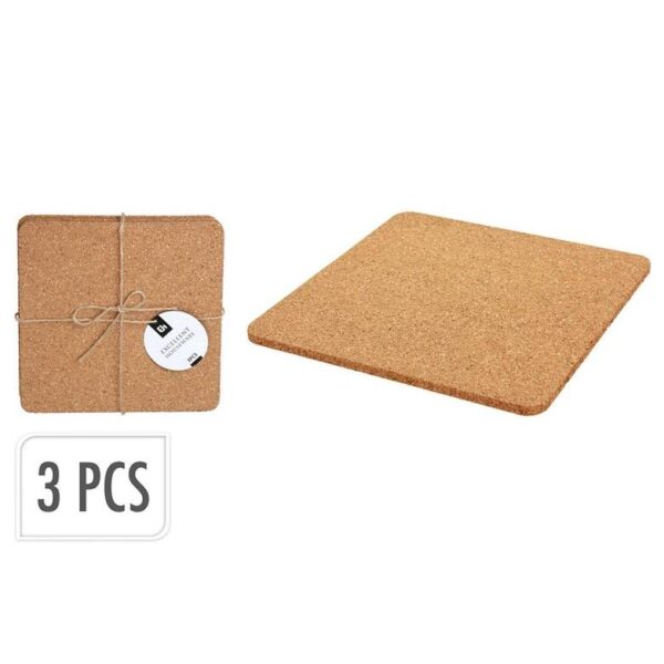 Excellent Houseware Σουπλά Μαγειρικών Σκευών Από Φελλό 19x19x0.6cm Σετ 3 Τεμαχίων 836314070 - Image 2