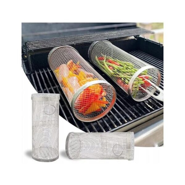 BBQ Καλάθι Grill Για Λαχανικά Ανοξείδωτο Με Καπάκι Φ9x20cm C04000300 - Image 5