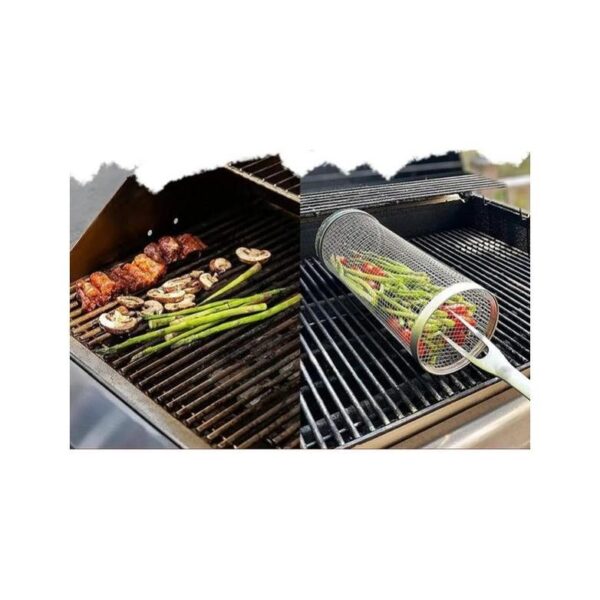 BBQ Καλάθι Grill Για Λαχανικά Ανοξείδωτο Με Καπάκι Φ9x20cm C04000300 - Image 4
